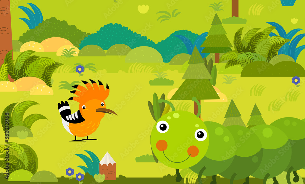 Fototapeta premium cartoon scene with different european animals in the forest illustration