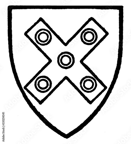 Upton is in 15th-century writer on armory, vintage engraving.