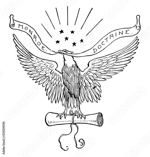 Monroe Doctrine, vintage illustration