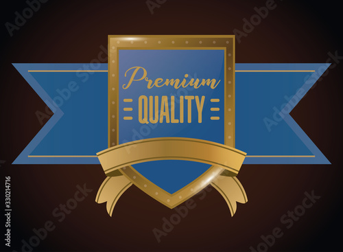 shield badge golden emblem and ribbon