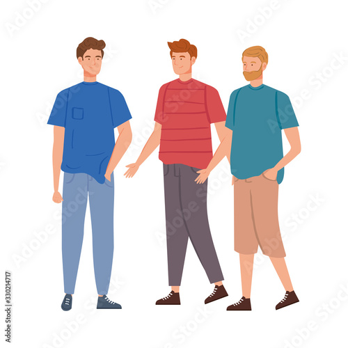group of young men avatar characters vector illustration design