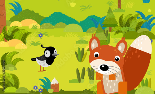 Fototapeta Naklejka Na Ścianę i Meble -  cartoon scene with different european animals in the forest illustration