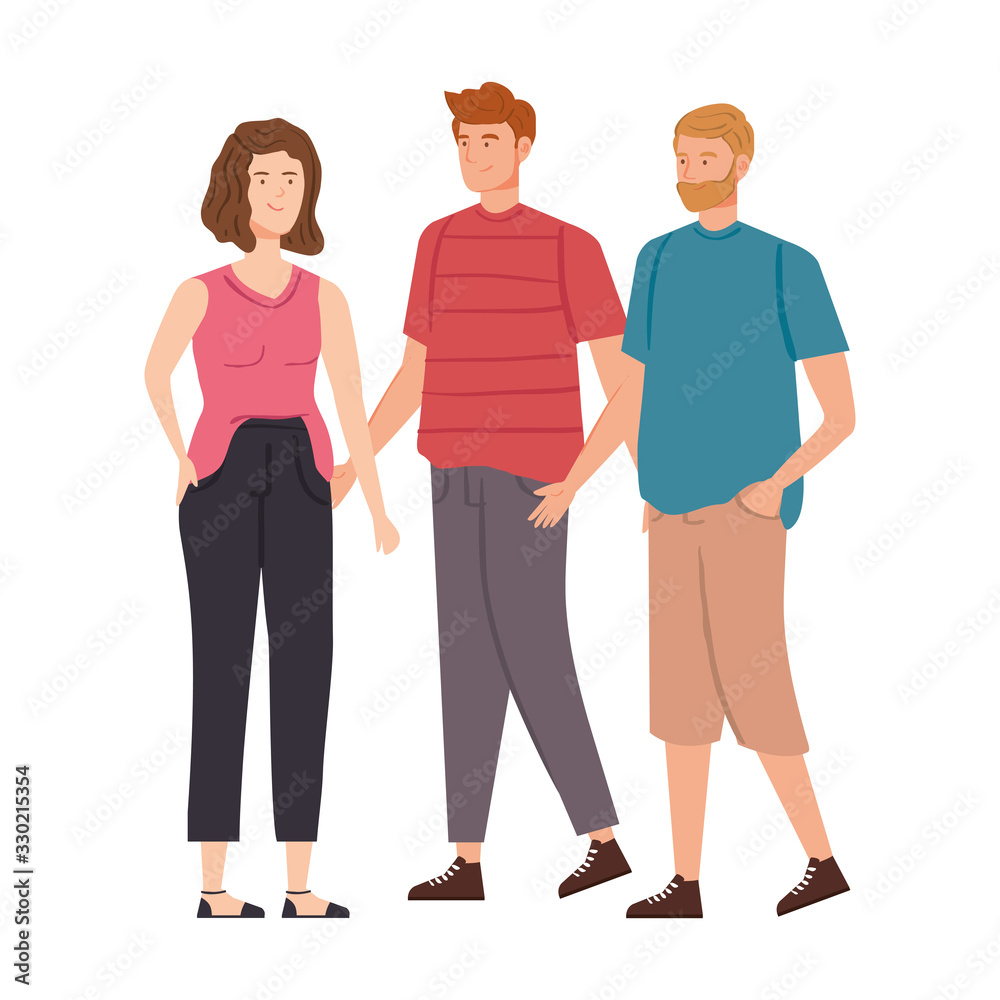 group of young people avatar characters vector illustration design