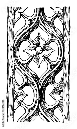 Carving is a fourteenth century, vintage engraving.