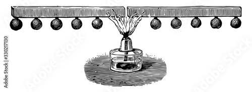 Difference of Heat Transference Between Copper and Iron, vintage illustration.