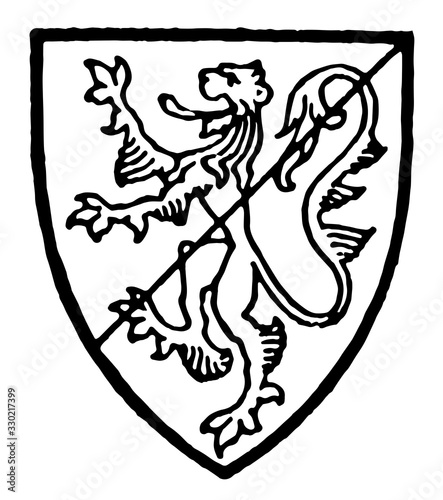 Fraunceys parting line is here commonly shown as sinister, vintage engraving.