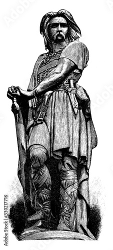 Fotografie, Obraz Vercingetorix Statue, vintage engraving.