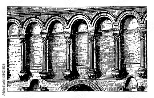 Porta-Aura, it’s a Golden Gate, vintage engraving.