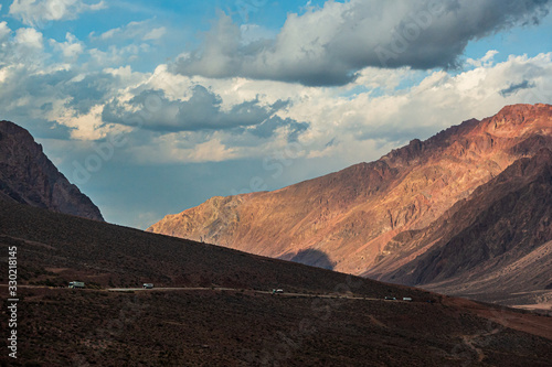 Road between the Andes Mountains in South America