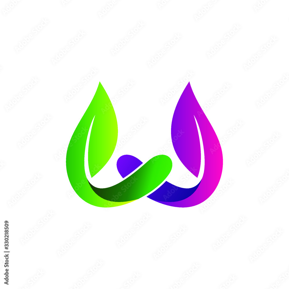 Letter w leaves logo design Letter w leaves logo design