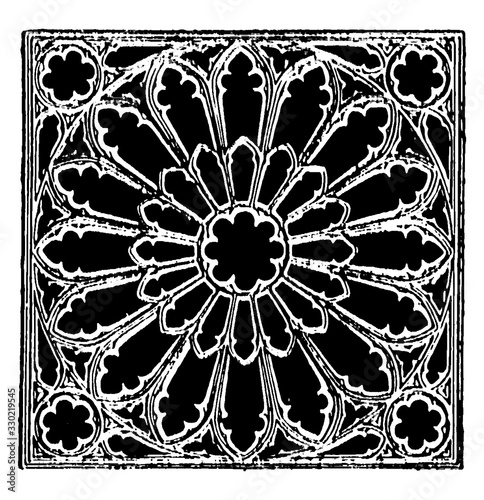Tracery, Gothic,  vintage engraving.