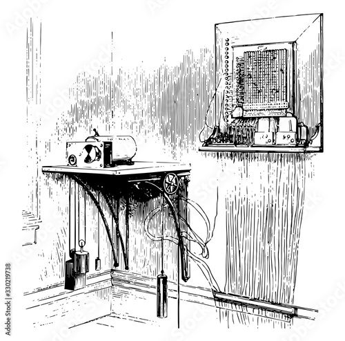 Chronograph and Switch board, vintage illustration.