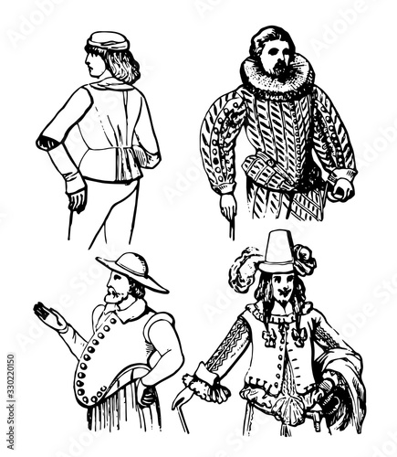 varying eras, vintage engraving.