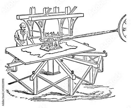 Scouring Machine, vintage illustration.
