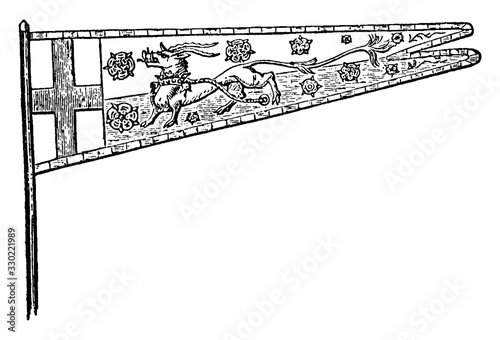 England, standard of Henry V, vintage illustration