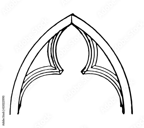Cusps, Soffit, formed as a ceiling, vintage engraving.