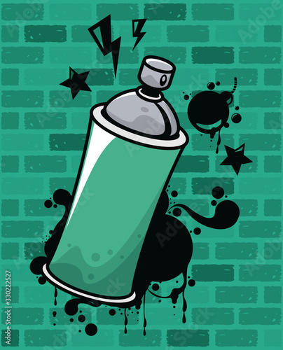 graffiti urban style poster with paint spray bottle