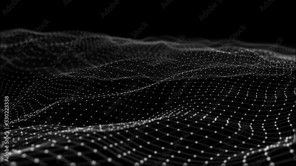 Background abstract digital wave and light square particles in organic motion. Wave of particles and grid. Futuristic dots background with a dynamic wave. Big data. 3d rendering. looped Background abstract digital wave and light square particles in organic motion. Wave of particles and grid. Futuristic dots background with a dynamic wave. Big data. 3d rendering. looped