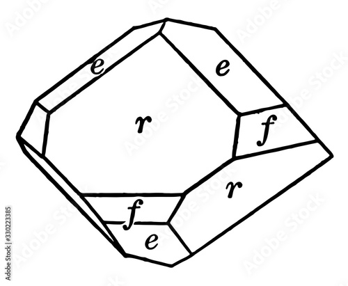 Chabazite, vintage illustration.