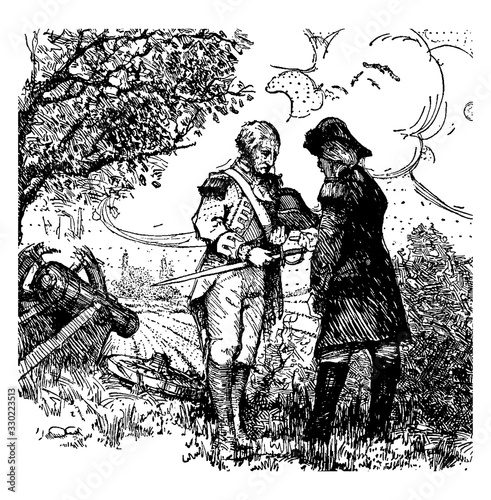 Battle of Saratoga, vintage illustration