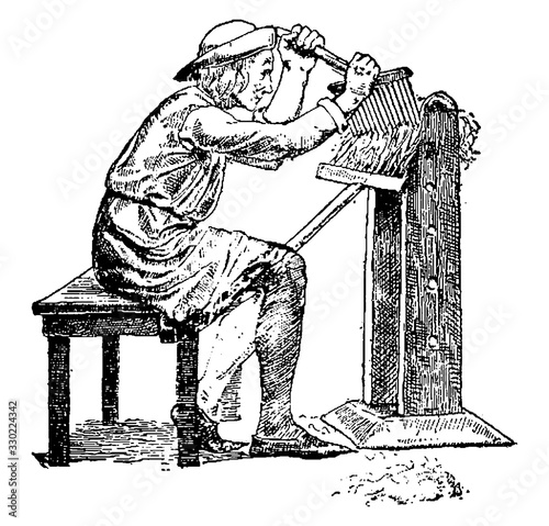 Obraz na płótnie Wool Comber, vintage illustration.