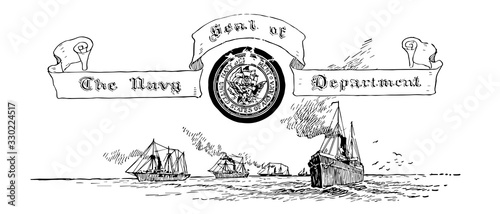 The United States seal of the Navy Deparment, vintage illustration photo