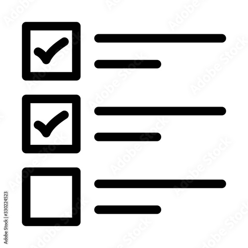 Clipboard or checklist icon in line style. Task list, audit report and check symbols. Done, tick, checkmark, approved signs. Checklist for modern mobile and web UI designs.