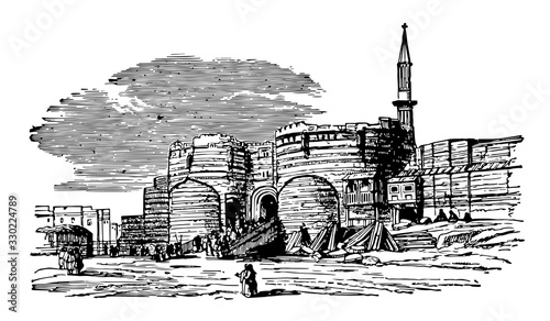 Citadel, Cairo, vintage engraving.
