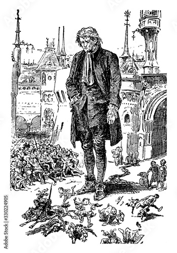 Sad Giant, vintage illustration