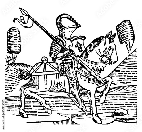 Wood Engraving is a reduced copy of the Knight, vintage engraving.