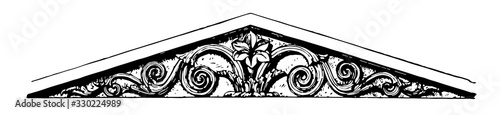 Pediment, foot, vintage engraving.