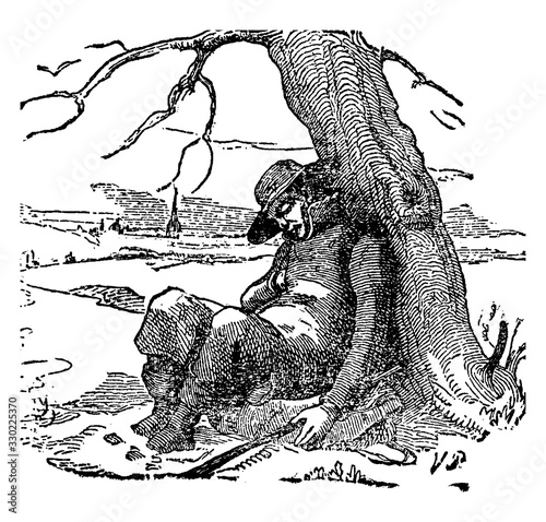 Under the Willow Tree, vintage illustration