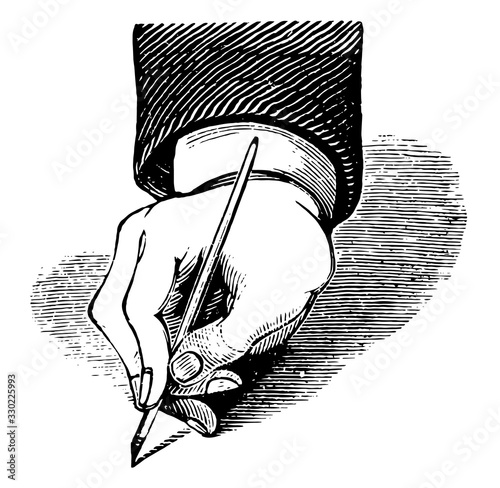 Incorrect Penmanship, Objects,  vintage engraving.