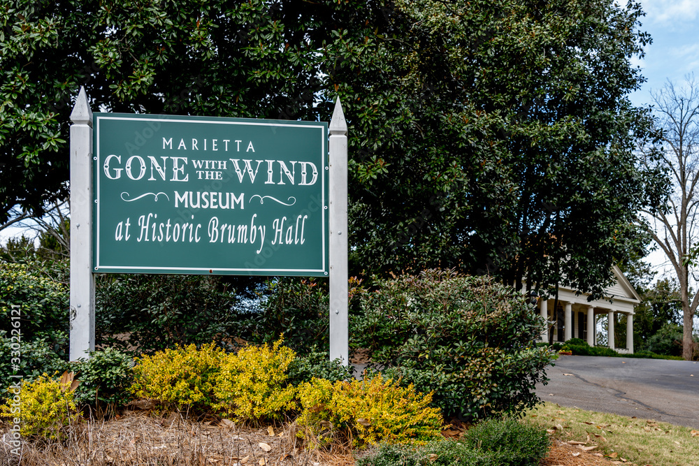 Marietta, USA January 17, 2020 Sign outside Gone With the