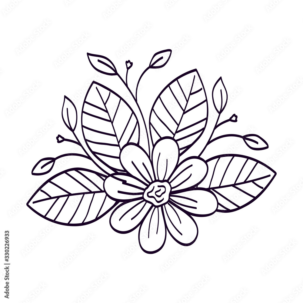 cute flower with leafs line style icon vector illustration design cute flower with leafs line style icon vector illustration design