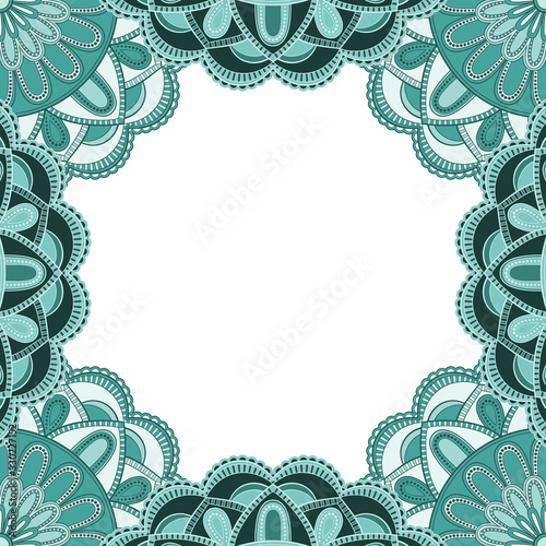 Abstract floral decorative frame for greeting card or invitation in ethnic style
