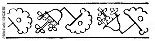 Turkish Design is visual art produced by earlier cultures, vintage engraving.