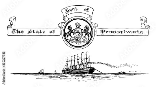 The United States seal of Pennsylvania, vintage illustration