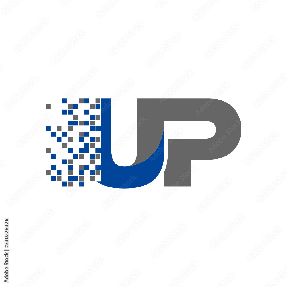 Letter UP icon design. Pixel logo vector Letter UP icon design. Pixel logo vector