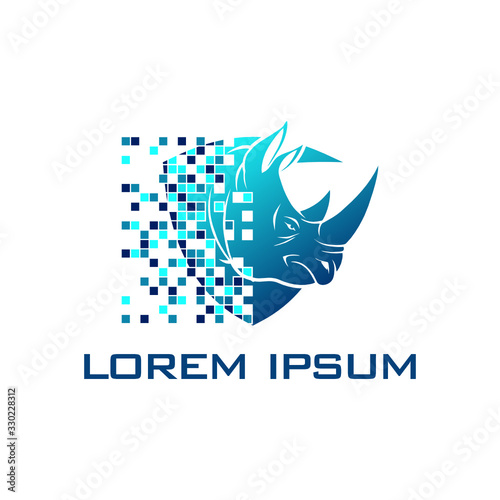 Rhino icon design. Pixel logo vector