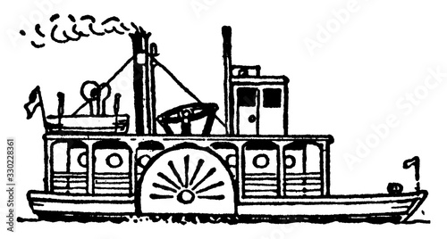 The Steamboat and The Locomotive, vintage illustration