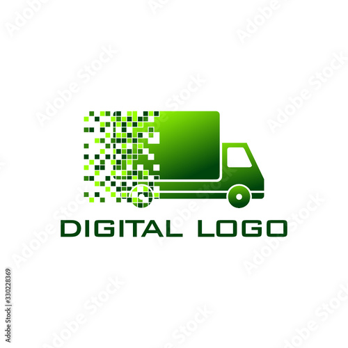 Van icon design. Pixel logo vector