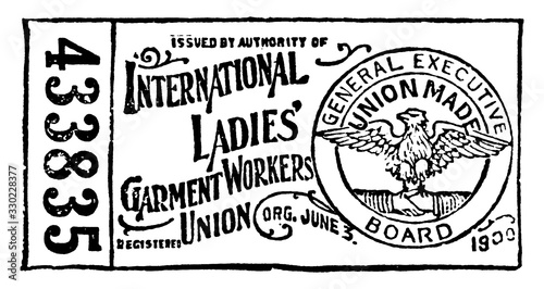 Union label, vintage illustration.