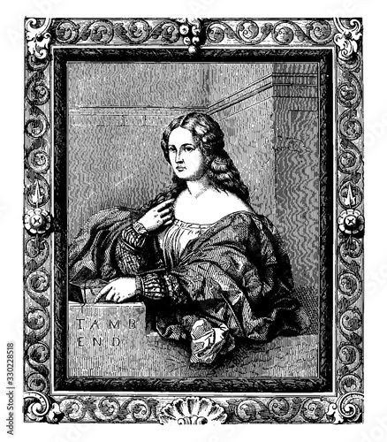 La Bella Di Tiziano can now be found in the Sciarra Palace in Rome, vintage engraving. photo