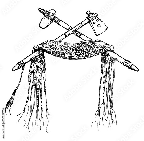 Two Tomahawks, vintage illustration.