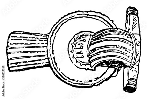 Brooch from 3rd century, vintage engraving.