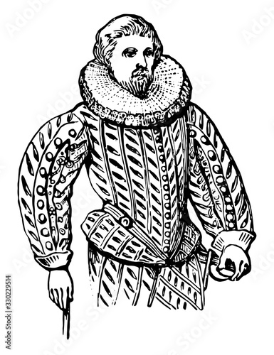 Doublet body garment, vintage engraving.