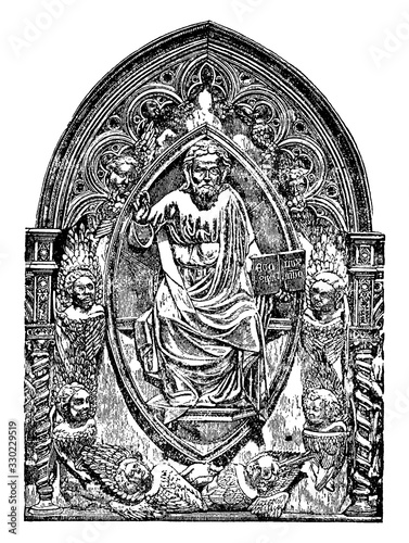 Silver Repousse Reliefs from the Pistoia Retable, vintage engraving.