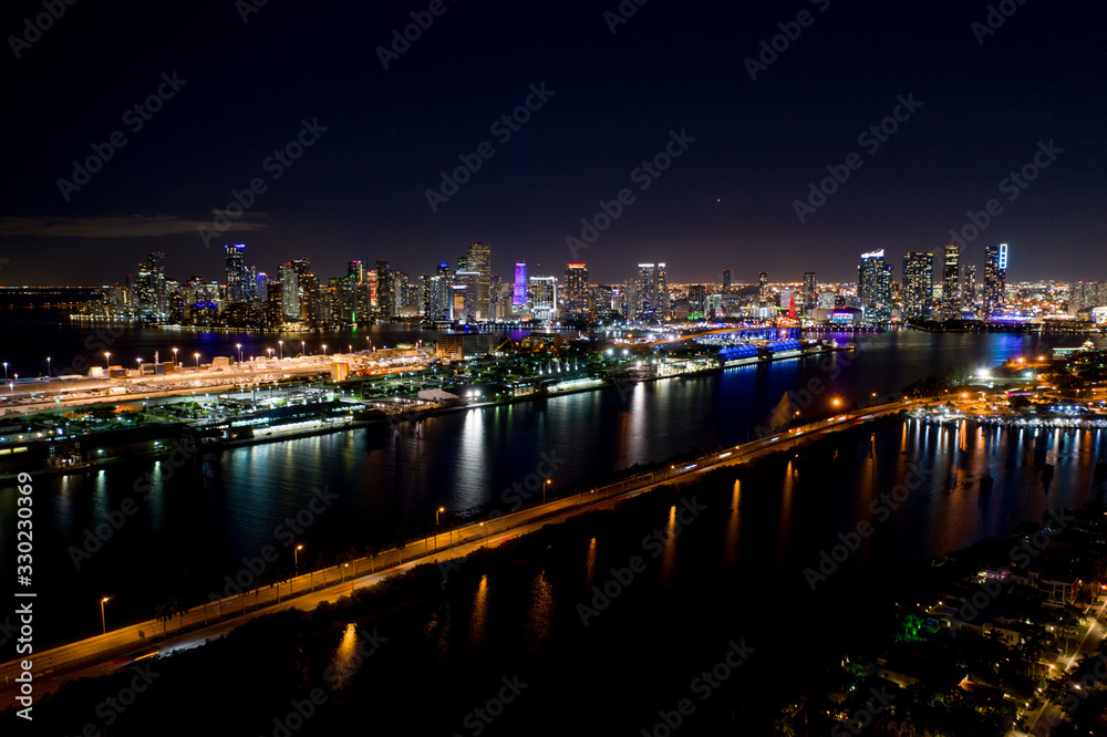Aerial photo Downtown Miami view of port