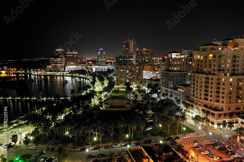 Night aerial photo West Palm Beach FL